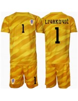 Otroške Nogometnih dresov Hrvaška Dominik Livakovic #1 Vratar Domači EP 2024 Kratki rokavi (+ hlače)